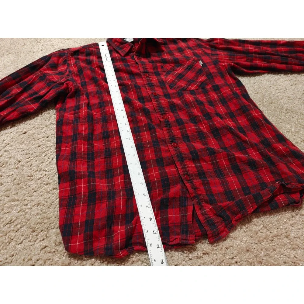 Carhartt Mens Red Black Plaid Flannel Shirt Long Sleeve Regular Fit L S250 CRI